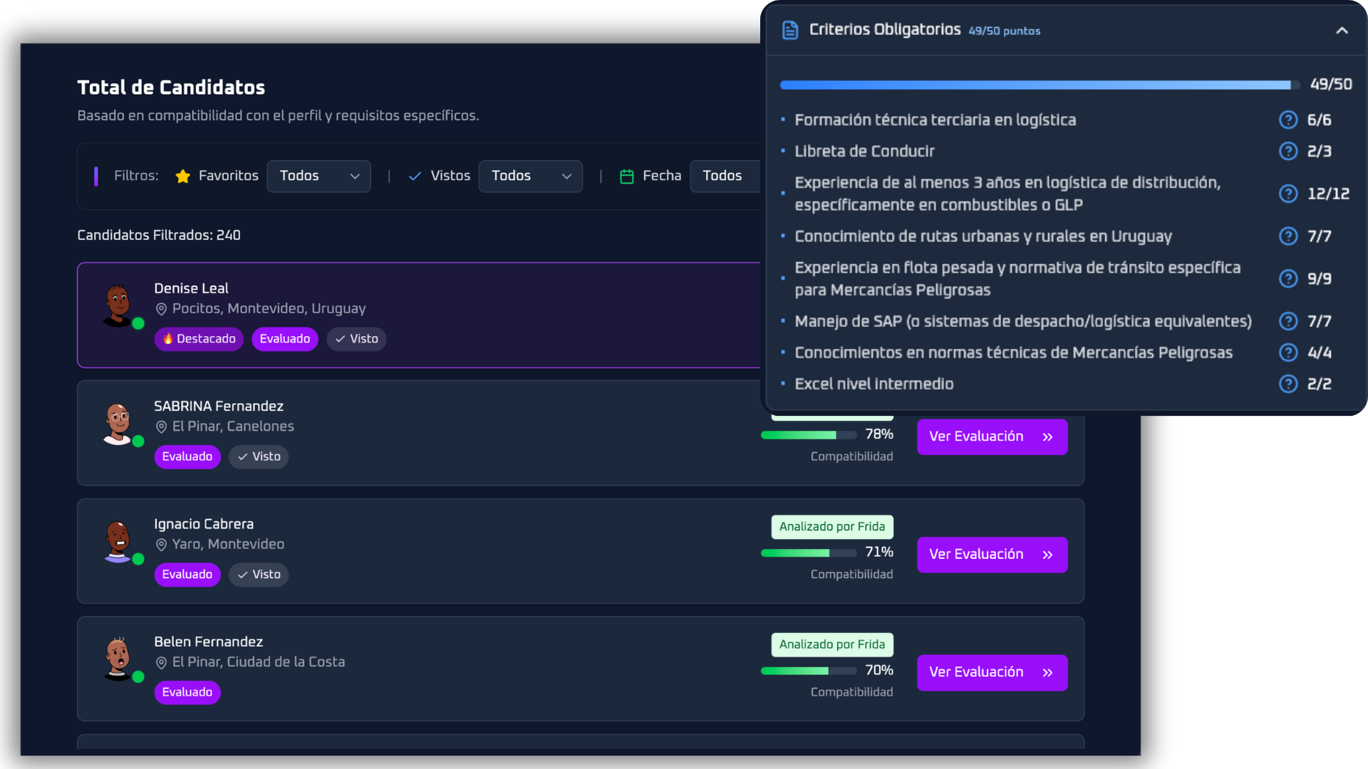 Frida Demo Interactiva - Plataforma de reclutamiento con IA que analiza CVs automáticamente
